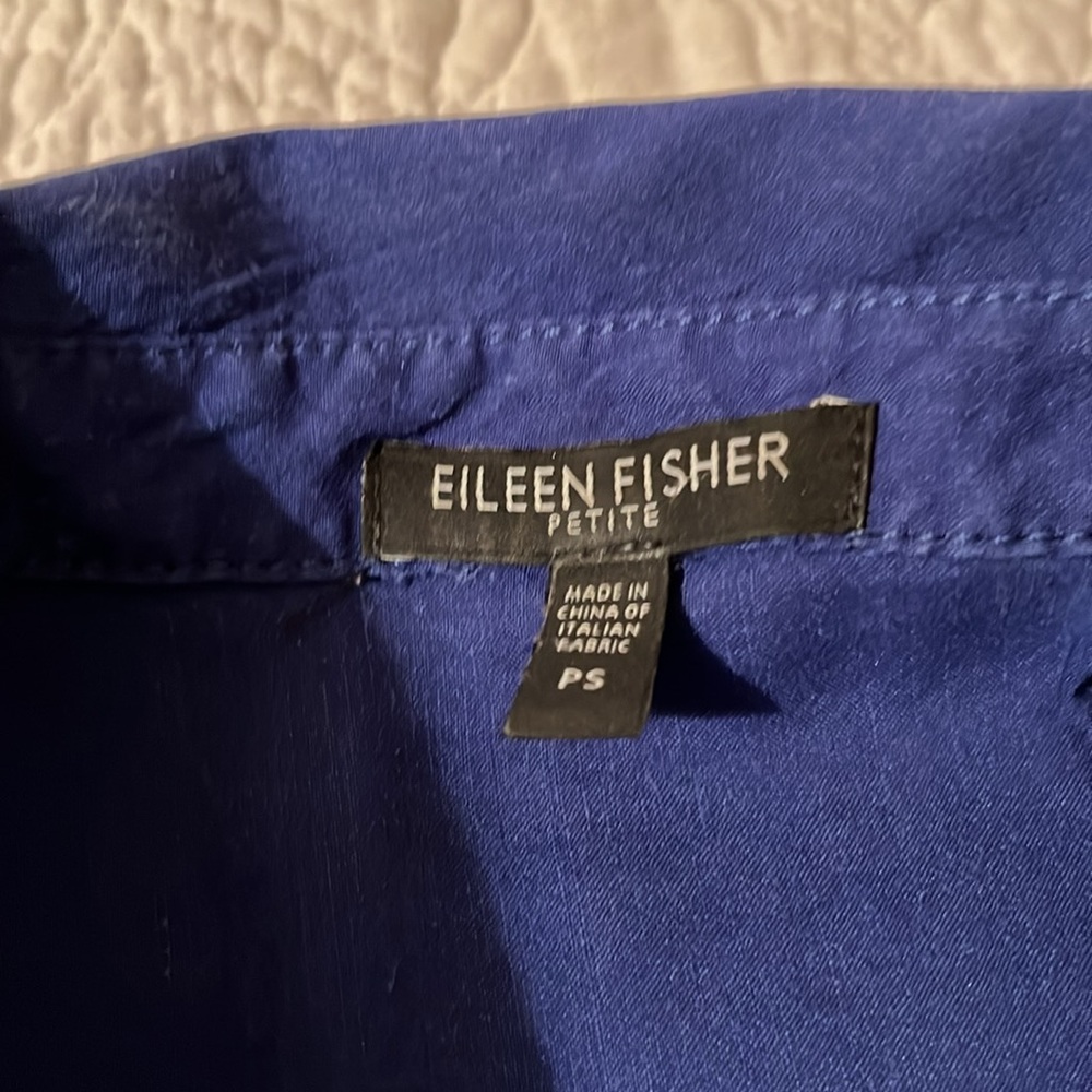 Vibrant indigo Eileen Fisher button down blouse - Picture 7 of 8